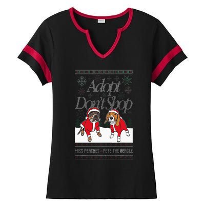 Christmas Miss Peaches & Pete The Beagle Ladies Halftime Notch Neck Tee