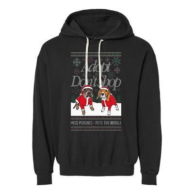 Christmas Miss Peaches & Pete The Beagle Garment-Dyed Fleece Hoodie