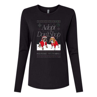 Christmas Miss Peaches & Pete The Beagle Womens Cotton Relaxed Long Sleeve T-Shirt