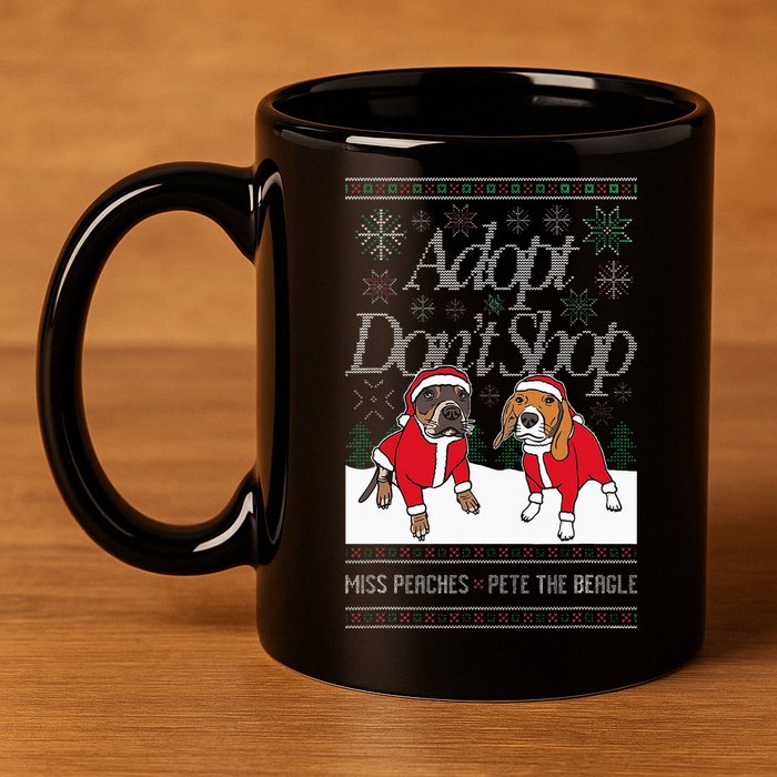 Christmas Miss Peaches & Pete The Beagle 11oz C Handle Ceramic Mug