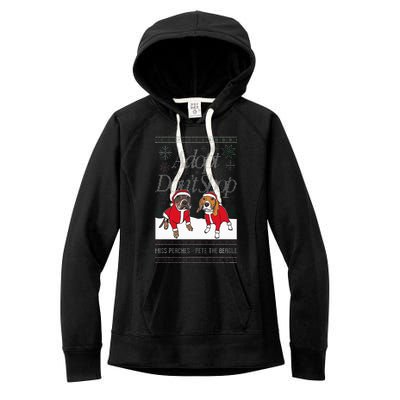 Christmas Miss Peaches & Pete The Beagle Women's Fleece Hoodie