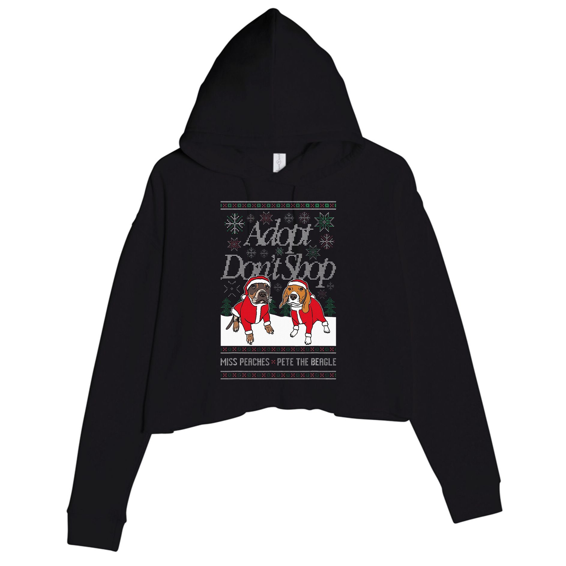 Christmas Miss Peaches & Pete The Beagle Crop Fleece Hoodie