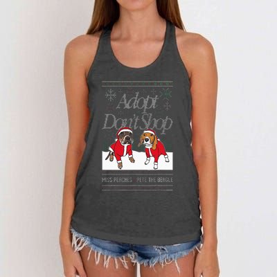 Christmas Miss Peaches & Pete The Beagle Women's Knotted Racerback Tank