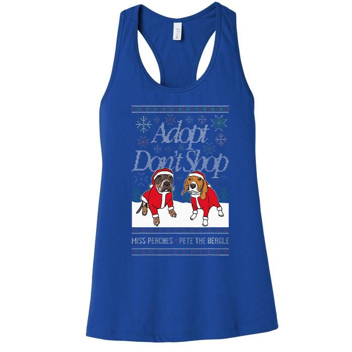 Christmas Miss Peaches & Pete The Beagle Women's Racerback Tank