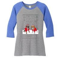 Christmas Miss Peaches & Pete The Beagle Women's Tri-Blend 3/4-Sleeve Raglan Shirt