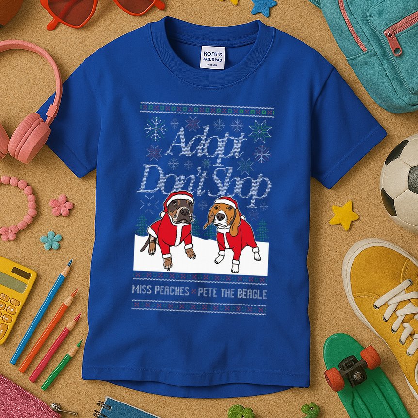 Christmas Miss Peaches & Pete The Beagle Kids T-Shirt