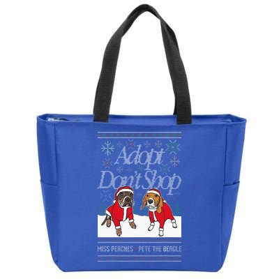 Christmas Miss Peaches & Pete The Beagle Zip Tote Bag