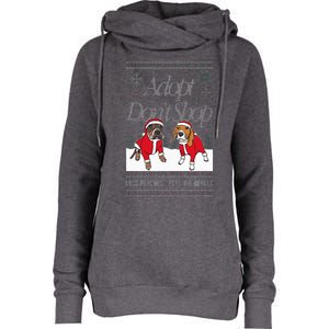 Christmas Miss Peaches & Pete The Beagle Womens Funnel Neck Pullover Hood