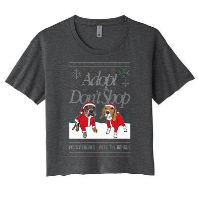 Christmas Miss Peaches & Pete The Beagle Women's Crop Top Tee