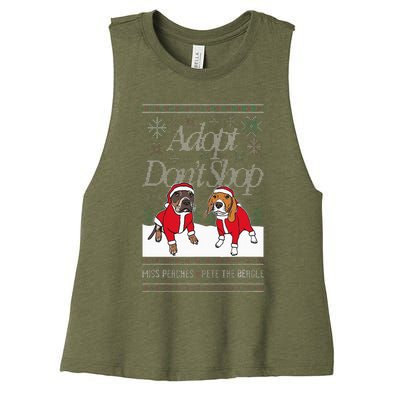 Christmas Miss Peaches & Pete The Beagle Women's Racerback Cropped Tank