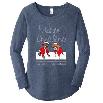 Christmas Miss Peaches & Pete The Beagle Women's Perfect Tri Tunic Long Sleeve Shirt