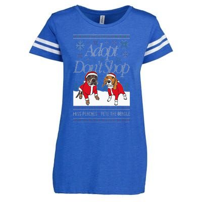 Christmas Miss Peaches & Pete The Beagle Enza Ladies Jersey Football T-Shirt