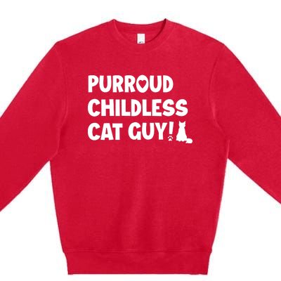 Cole & Marmalade Purroud Childless Cat Guy Premium Crewneck Sweatshirt