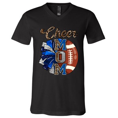 Cheer Mom Pom Pom Football V-Neck T-Shirt