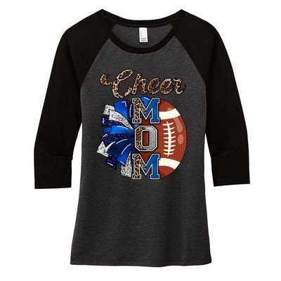 Cheer Mom Pom Pom Football Women's Tri-Blend 3/4-Sleeve Raglan Shirt