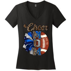 Cheer Mom Pom Pom Football Women's V-Neck T-Shirt