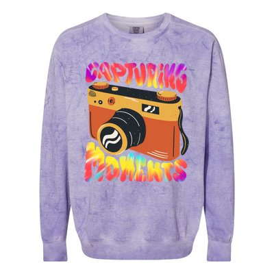 Capturing Mots Photography Photographer Camera Gift Colorblast Crewneck Sweatshirt