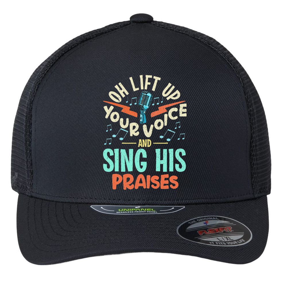 Christian Music Quote Inspirational Choir Singer Or Director Flexfit Unipanel Trucker Cap