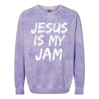 Christian Music Quote Gift For Worship Jesus Is My Jam Colorblast Crewneck Sweatshirt