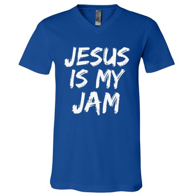 Christian Music Quote Gift For Worship Jesus Is My Jam V-Neck T-Shirt