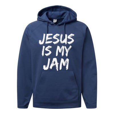 Christian Music Quote Gift For Worship Jesus Is My Jam Performance Fleece Hoodie