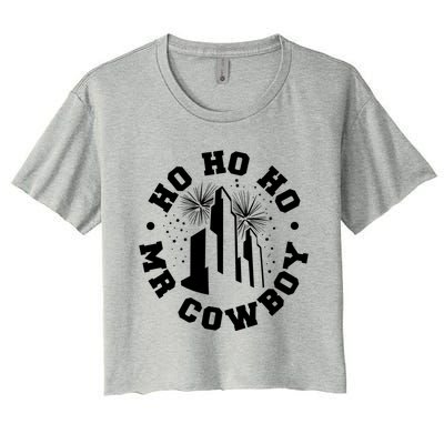 Christmas Movies Quote Ho Ho Ho Mr Cow Xmas Movie Fan Gift Women's Crop Top Tee