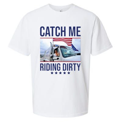 Catch Me Riding Dirty Trump Garbage Man In Trash Truck Sueded Cloud Jersey T-Shirt