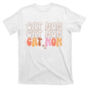 Cat Mom Retro Groovy Cats Adoption Mother's Day T-Shirt