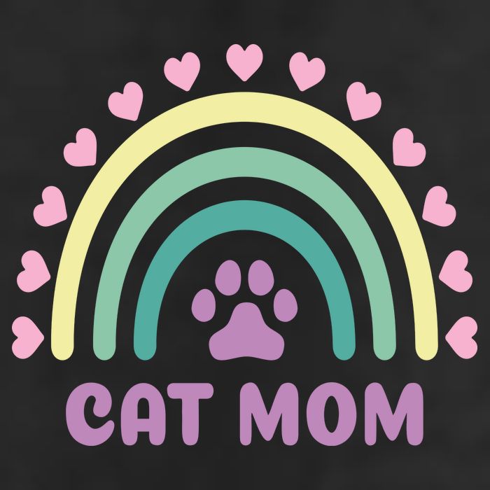 Cat Mom Rainbow Heart 7 Panel Mesh Trucker Snapback Hat