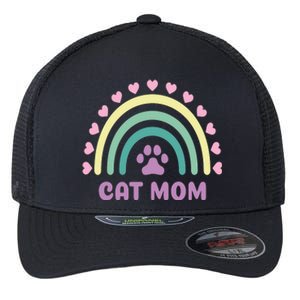 Cat Mom Rainbow Heart Flexfit Unipanel Trucker Cap