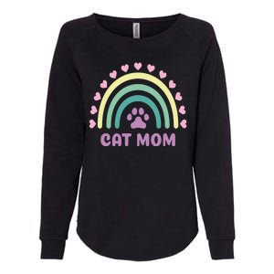 Cat Mom Rainbow Heart Womens California Wash Sweatshirt