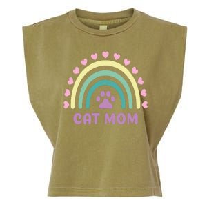 Cat Mom Rainbow Heart Garment-Dyed Women's Muscle Tee