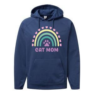 Cat Mom Rainbow Heart Performance Fleece Hoodie