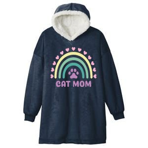 Cat Mom Rainbow Heart Hooded Wearable Blanket