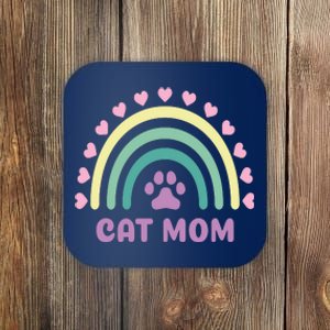 Cat Mom Rainbow Heart Coaster