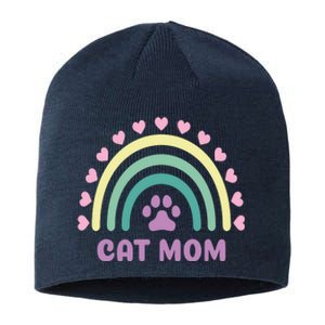 Cat Mom Rainbow Heart Sustainable Beanie