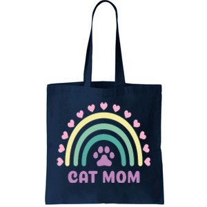 Cat Mom Rainbow Heart Tote Bag