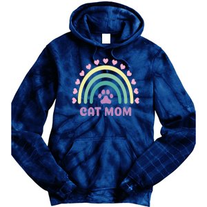 Cat Mom Rainbow Heart Tie Dye Hoodie