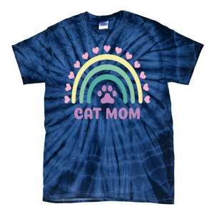 Cat Mom Rainbow Heart Tie-Dye T-Shirt