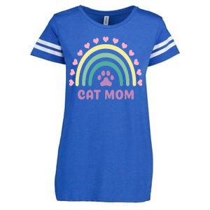 Cat Mom Rainbow Heart Enza Ladies Jersey Football T-Shirt