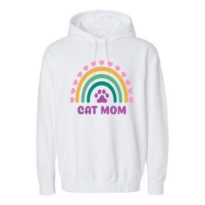 Cat Mom Rainbow Heart Garment-Dyed Fleece Hoodie