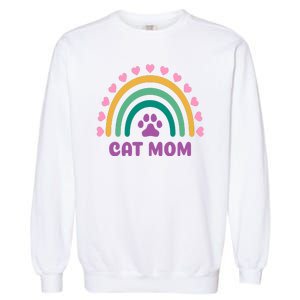 Cat Mom Rainbow Heart Garment-Dyed Sweatshirt