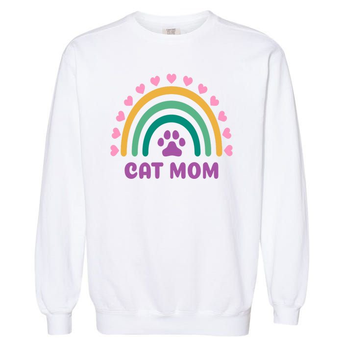 Cat Mom Rainbow Heart Garment-Dyed Sweatshirt