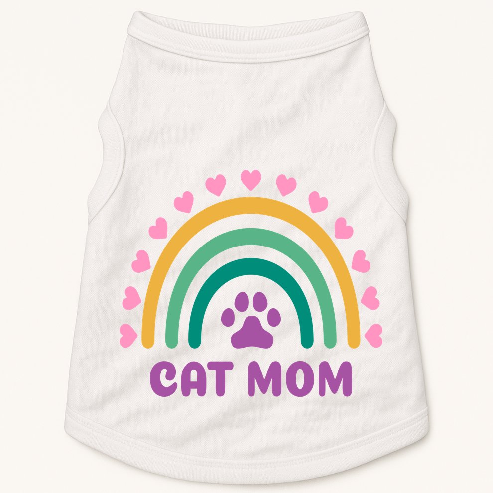 Cat Mom Rainbow Heart Doggie Tank