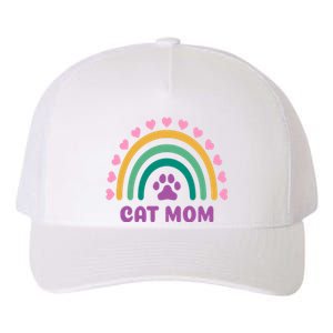 Cat Mom Rainbow Heart Yupoong Adult 5-Panel Trucker Hat