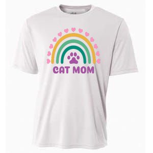 Cat Mom Rainbow Heart Cooling Performance Crew T-Shirt