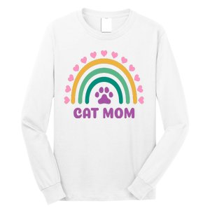 Cat Mom Rainbow Heart Long Sleeve Shirt