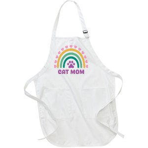 Cat Mom Rainbow Heart Full-Length Apron With Pockets