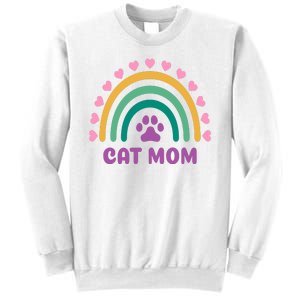 Cat Mom Rainbow Heart Sweatshirt