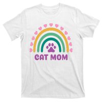 Cat Mom Rainbow Heart T-Shirt